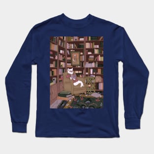 A Gentleman Cat in His Library Long Sleeve T-Shirt